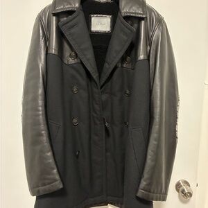 Lanvin Sample 1 of 1 Leather and Suede Pea Coat